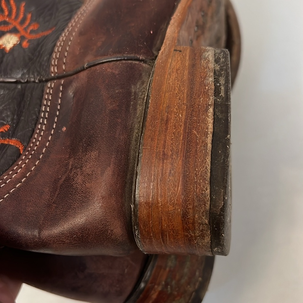 LA SIERRA WOMENS WESTERN BOOTS FLORAL & LEATHER CRAZY TANG 7.5 - Picture 11 of 17